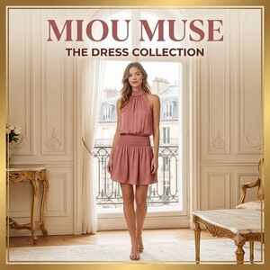 Miou Muse Womens Smocked Drop Waist Halter Mini Dress Dusty Rose Pink Size M
